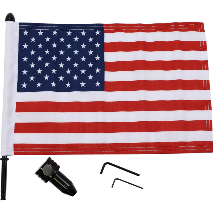 Pro Pad BRFM-FXD115 Saddlebag Bar Flag Mount with Flag - 3/4in. Round Bar - 10in. x 15in. Flag