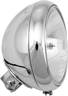 Harddrive L20-6084GD 7in. Grooved Chrome Headlight - Bottom Mount - 12v 60/55w H4