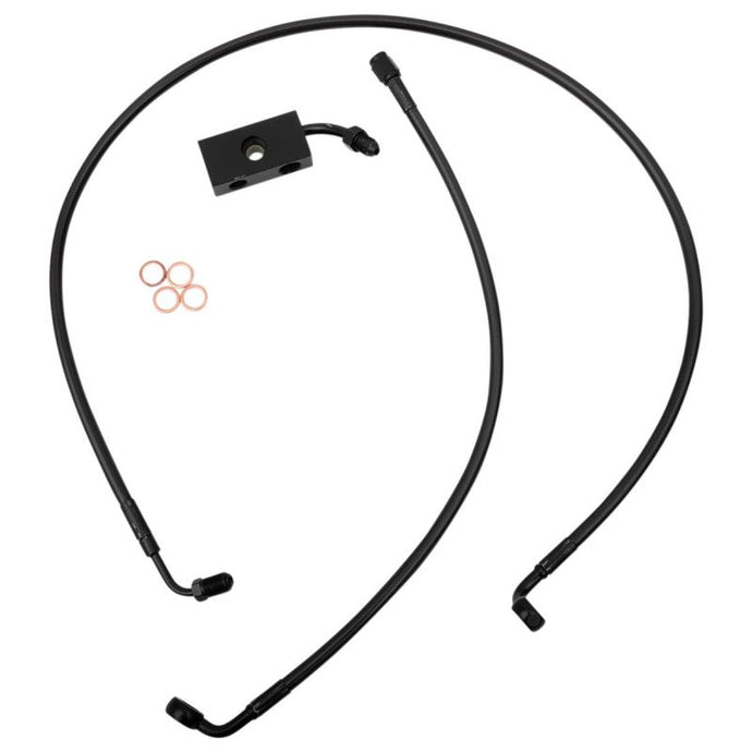 La Choppers LA-8152B16M Midnight Braided Brake Line - 15in.-17in. Ape Hangers