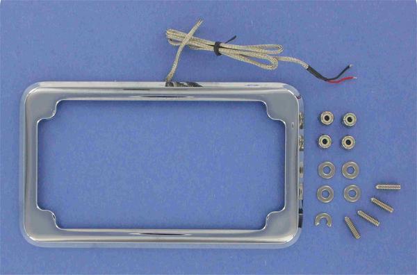 Cycle Visions CV-4616 Beveled License Plate Frame - Chrome with Plate Lights