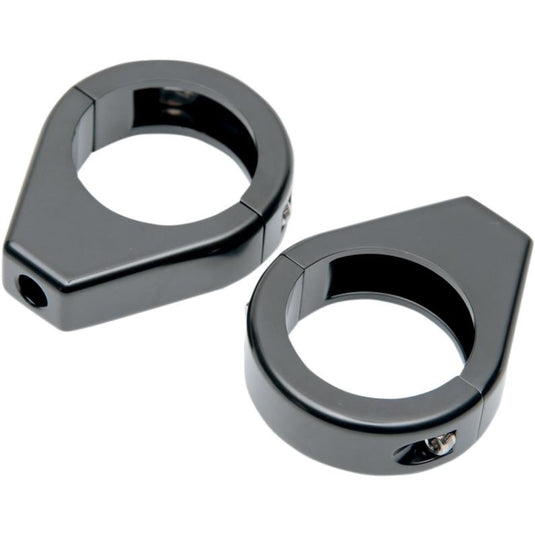 Drag Specialties 2040-1127 Turn Signal Fork Clamps - 49mm grooved - Gloss Black
