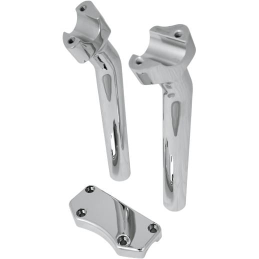 Drag Specialties 0602-0594 Handlebar Riser/Top Clamp Kit with 1in. Clamping Area - 9 1/2in. Tall with 1in. Pullback - Chrome