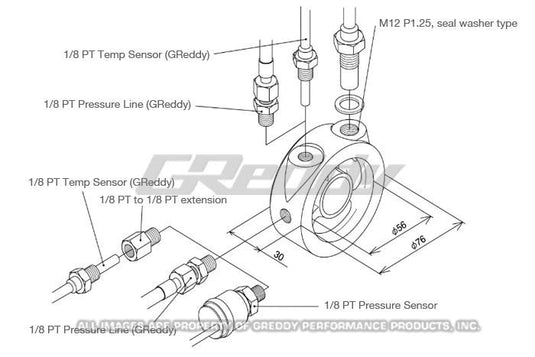 Greddy 12002801 GRE Oil Filter Block