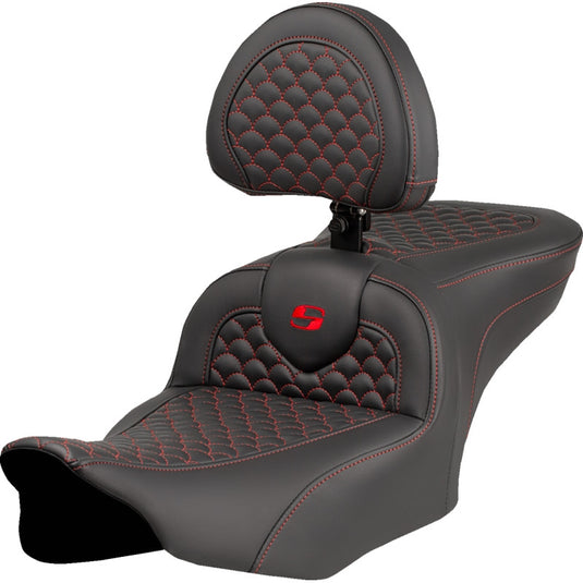 Saddlemen 823-07-208B4 Roadsofa DS Seat with Drivers Backrest - Red Stitching