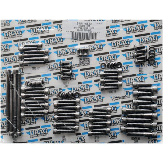 Drag Specialties 2401-0574 Primary Cover Black Chrome Socket-Head Bolt Set - Knurled