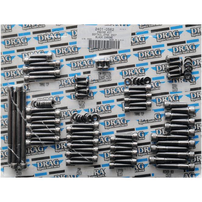 Drag Specialties 2401-0565 Complete Motor Black Chrome Socket-Head Bolt Set - Smooth