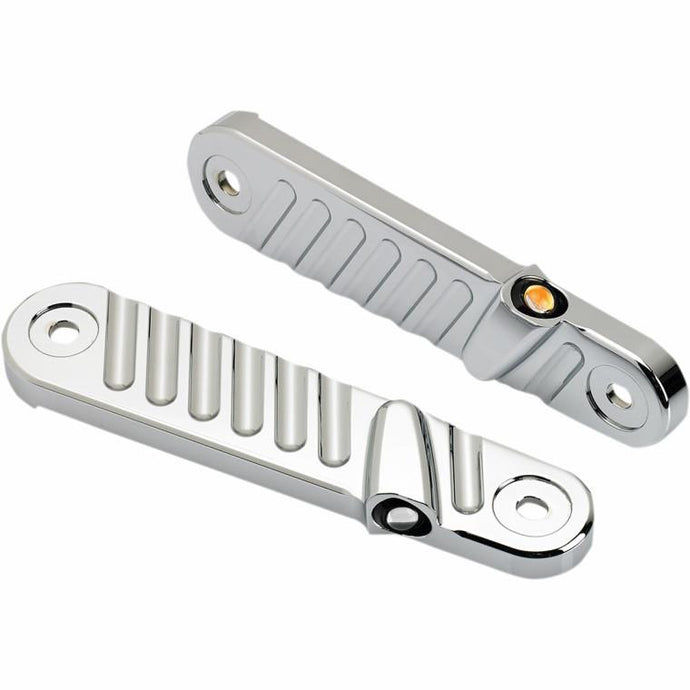 Joker Machine 05-210-3 Finned Streamliner Front LED Turn Signals - Chrome