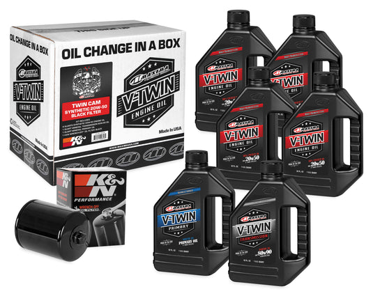 Maxima 90-119016PB Twin Cam Synthetic Oil Filter Kit with Black Filter - 20W50