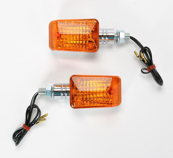 K&S Technologies 25-7502 DOT Approved Halogen Mini-Stalk Turn Signals - Chrome with Amber Lens