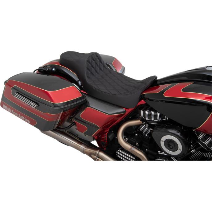 Drag Specialties 0801-1260 Predator III Extended Double Diamond Seats - Black Thread
