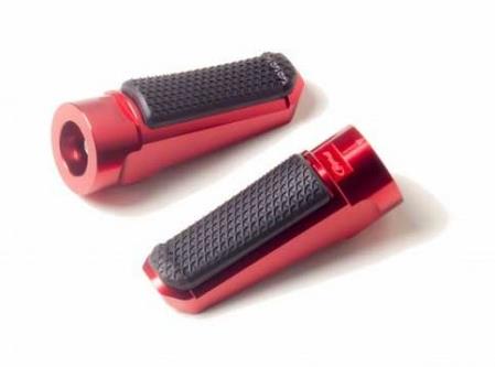 Puig 7318R Hi-Tech Footpegs - Racing/Rubber - Red