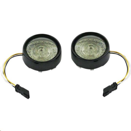 Custom Dynamics PB-BB-AW-JAEBS Bullet Bezel Turn Signal Inserts for Models with Jae Bases - Gloss Black/Smoke Lens