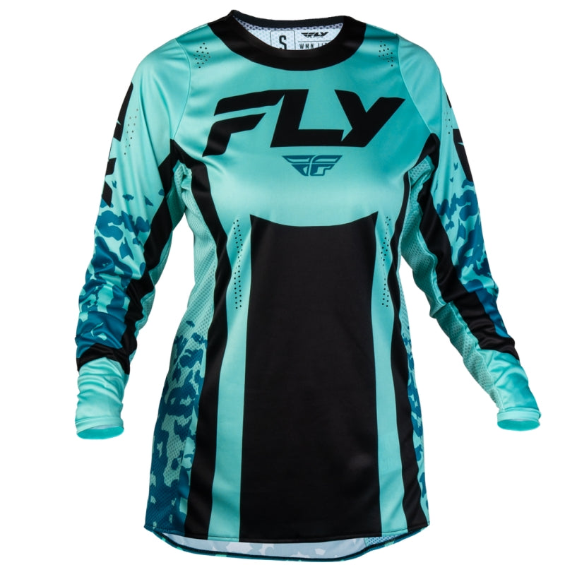 Load image into Gallery viewer, Fly Racing Lite Flake Womens Jersey (Small, Aqua/Teal/Black)
