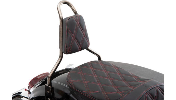 Drag Specialties 0822-0451 Tapered Backrest Pads For Round Sissy Bars - Double Diamond - Red Stitch