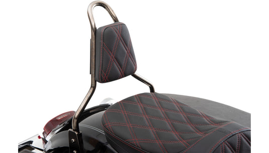 Drag Specialties 0822-0451 Tapered Backrest Pads For Round Sissy Bars - Double Diamond - Red Stitch