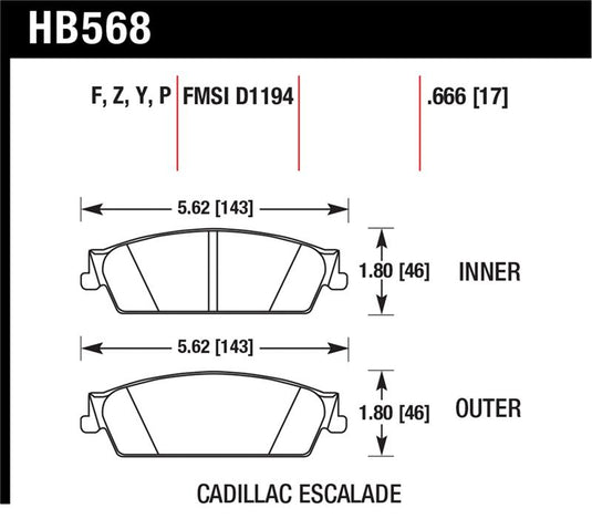 Hawk Performance HB568Y.666 HAWK LTS Brake Pads