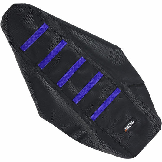 Moose Racing YZ8502-332RT Ribbed Seat Cover - Black/Blue Ribbed