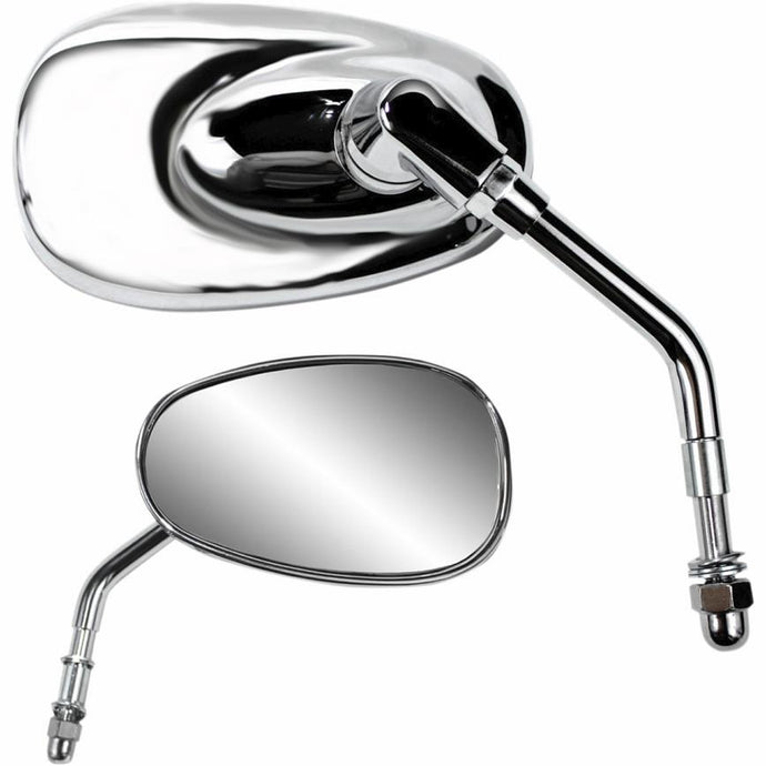 Parts Unlimited 0640-0950 Billet Chrome Mirror - Mini Oval - 5in. Stem
