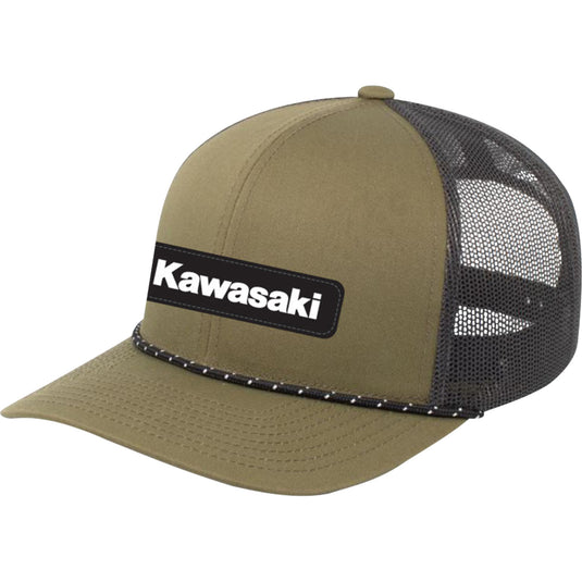 Factory Effex Kawasaki Explorer Braided Snapback Hat (One Size Fits Most, Moss Green/Charcoal)