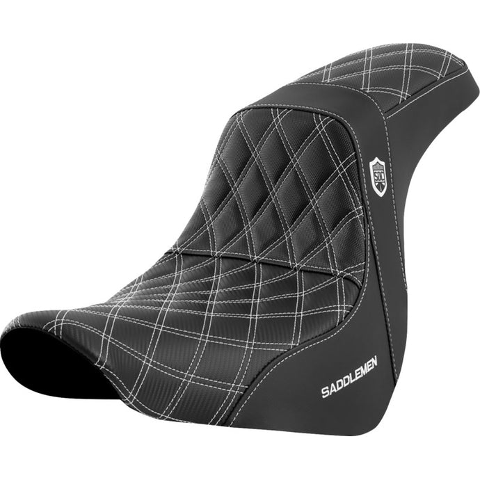 Saddlemen SC81829WHI Pro Series SDC Performance Gripper Seat without Drivers Backrest - White Stitching