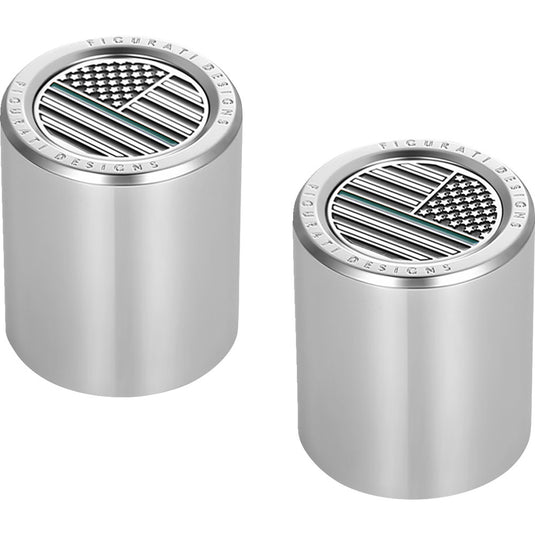 Figurati Designs FD72-DC-2730-SS Docking Hardware Cover - Stainless Steel with Contrast Cut American Flag Skull