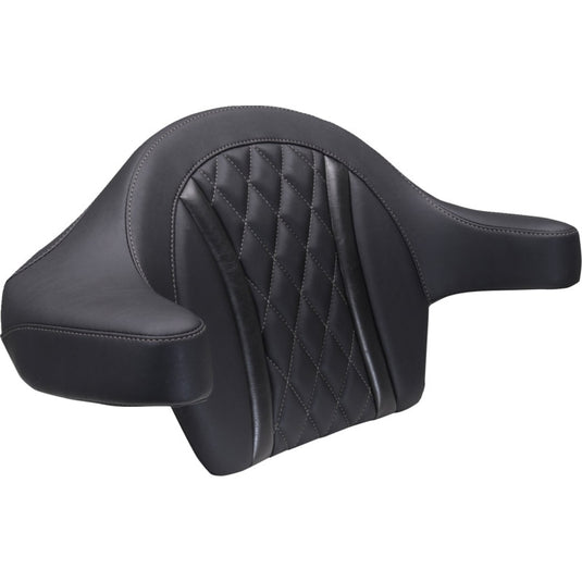 Mustang 88430GM Deluxe Extended Passenger Arm Backrest - Black/Gunmetal Diamond Stitching