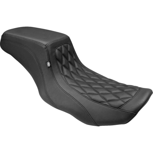 Mustang 88416 Squareback One-Piece Seat - Double Diamond - Black/Black Stitching