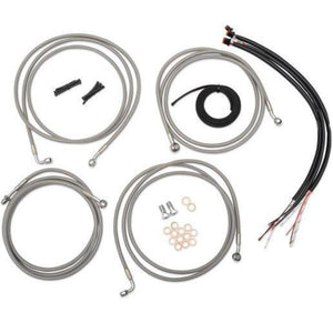 LA Choppers LA-8010KT2-16 Complete Handlebar Cable/Brake & Clutch Line/Wire Kit - Stainless Braided