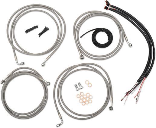 La Choppers LA-8010KT2-19 Complete Handlebar Cable/Brake & Clutch Line/Wire Kit - Stainless Braided