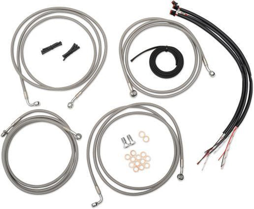 La Choppers LA-8005KT2B-19 Complete Handlebar Cable/Brake & Clutch Line/Wire Kit - Stainless Braided