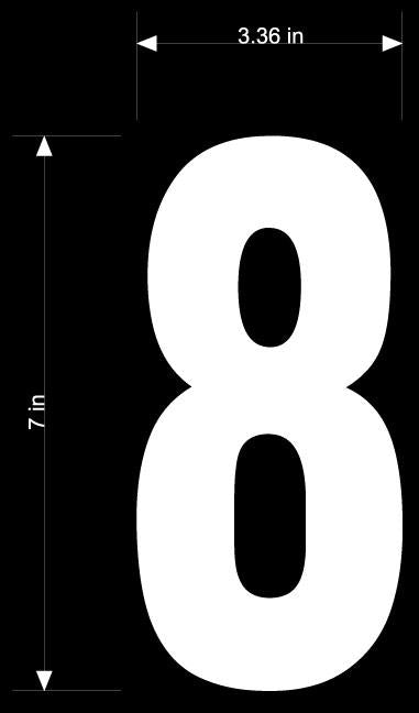 Dirt Digits XT73W-8 Extreme Digits Competition Stick-On 7in. White Number - 8