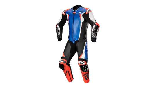 Alpinestars Racing Absolute V2 Leather Suit (44, Metallic Blue/Black/White/Red Fluo)