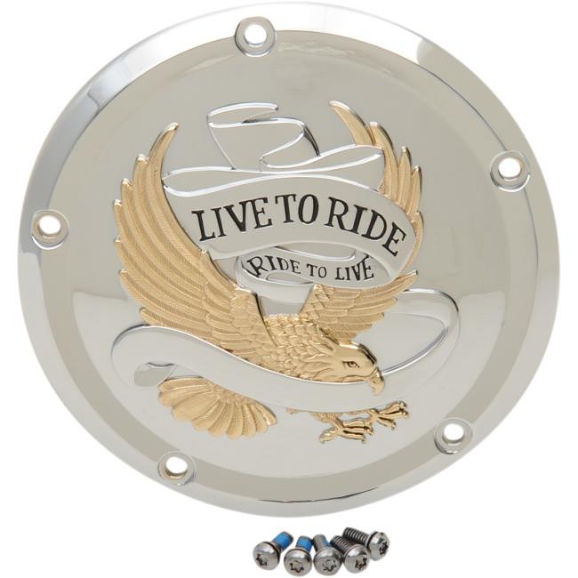 Drag Specialties 1107-0555 Live to Ride Derby Cover - Gold