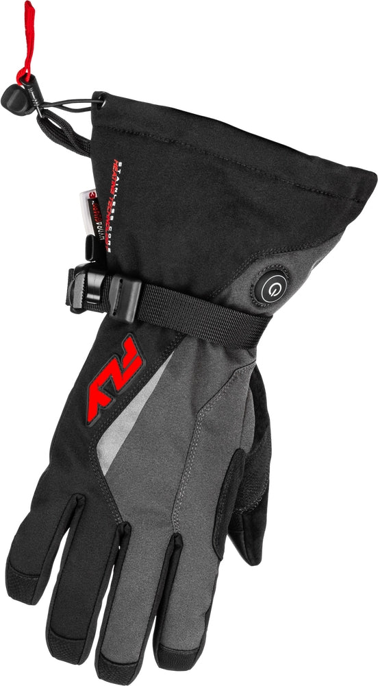Load image into Gallery viewer, Fly Racing Title Heated Gauntlet Gloves (X-Large, Gray/Black/Red)
