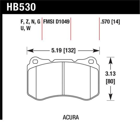 Hawk Performance HB530G.570 HAWK DTC-60 Brake Pad Sets