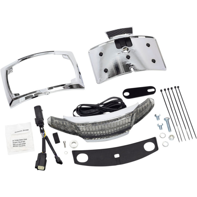 Ciro 40254 Latitude Lightstrike Taillights with License Plate Holder - Chrome/Light Smoked Lens