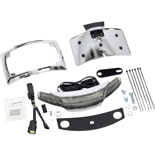 Ciro 40254 Latitude Lightstrike Taillights with License Plate Holder - Chrome/Light Smoked Lens