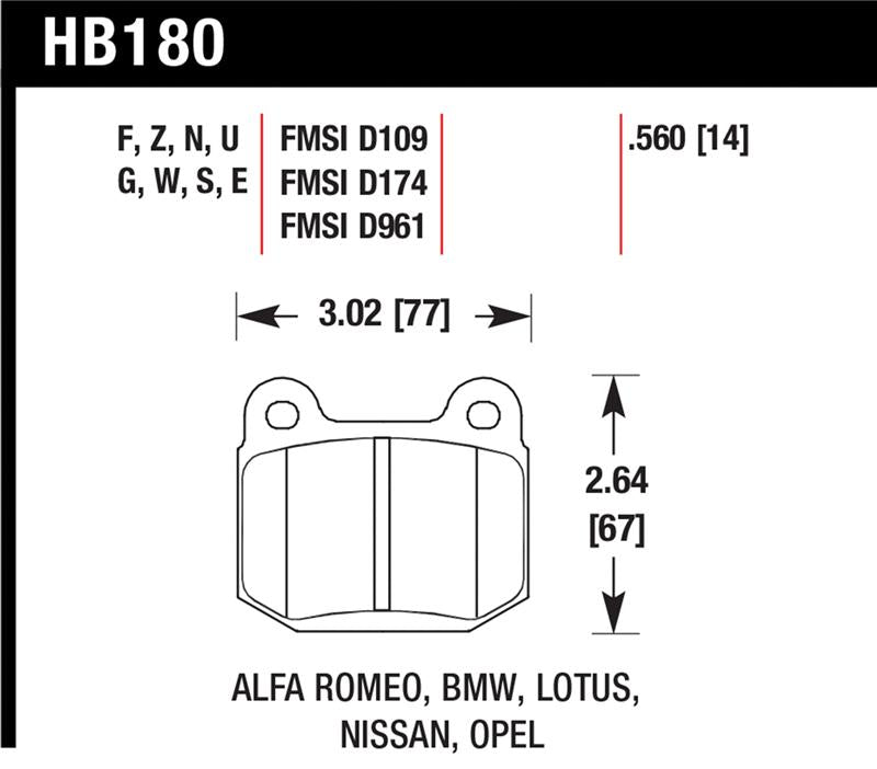Load image into Gallery viewer, Hawk Performance HB180Z.560 HAWK Ceramic Brake Pad Sets
