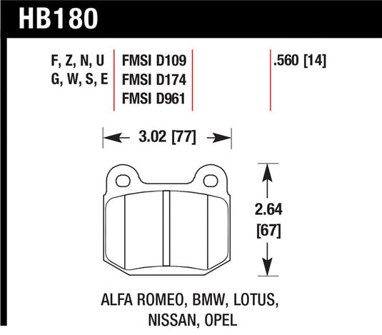 Hawk Performance HB180Z.560 HAWK Ceramic Brake Pad Sets