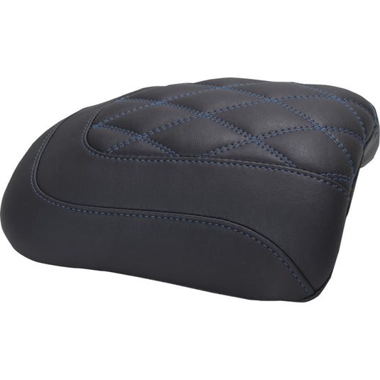 Mustang 88610SB Deluxe Carbon Fiber Padded Passenger Seat Cowl - Black/Sky Blue Stitching