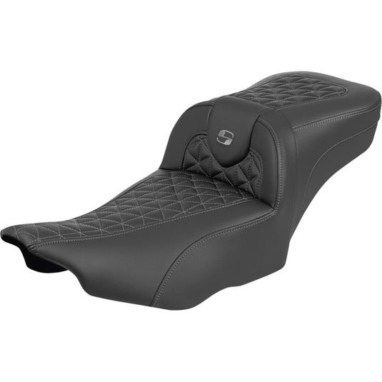 Saddlemen 823-07-21102 Extended Reach RoadSofa Tri-Gripper Seat without Drivers Backrest - Gray Stitching