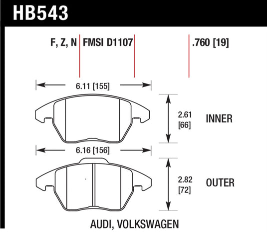 Hawk Performance HB543N.760 HAWK HP+ Brake Pad Sets
