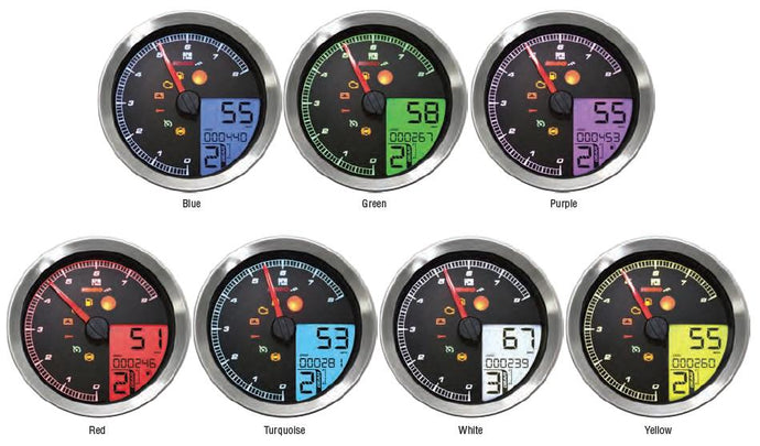 Koso North America BA051201 LCD Color Change Speedo And Tachometer - Silver Bezel
