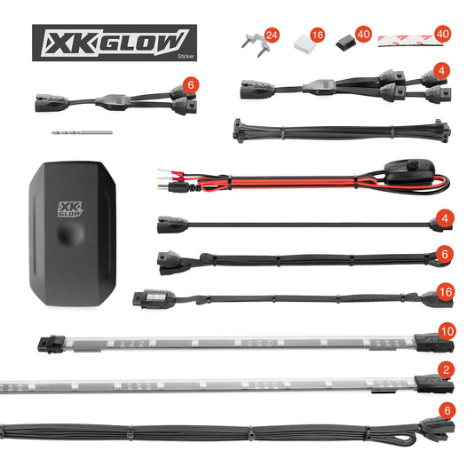 Xk Glow XK-UTV-STA XKChrome App Control Standard LED Light Kit for UTV 2-Seater