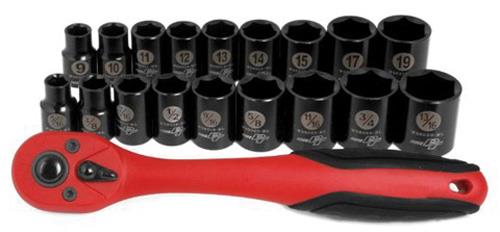 Performance Tools W38337 19 Piece 3/8in. Drive Socket Set - Black