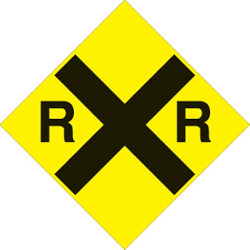Voss 489 RR YR 12x12in. Reflective Trail Sign - Railroad (Yellow/Black)