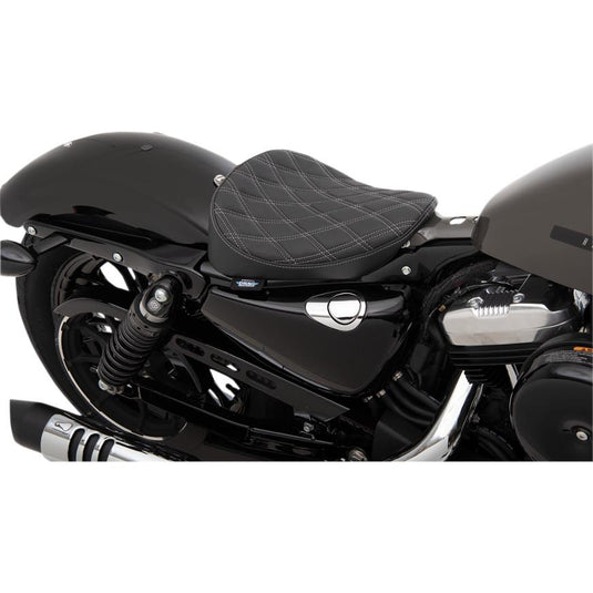 Drag Specialties 0804-0740 Bobber-Style Solo Seat - Double Diamond - Silver Thread
