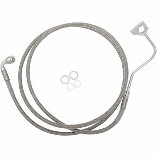 Drag Specialties 1741-4499 Extended Stainless Steel Front Brake Line Kit - Clear Coated - 68.5in. (+4in.)