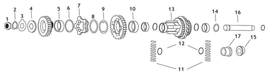Andrews 207650 Countershaft for 4-Speed Big Twin (16)