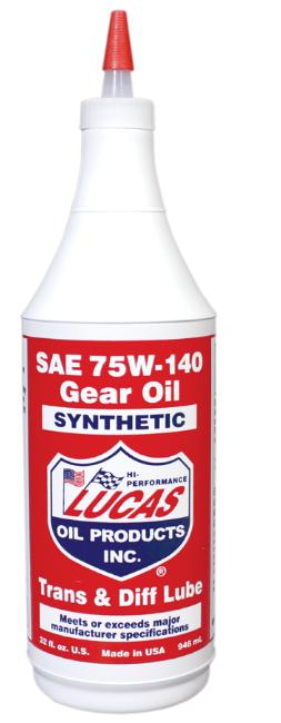 Lucas Oil 10121 Synthetic Gear Oil - 75W140 - 1qt.